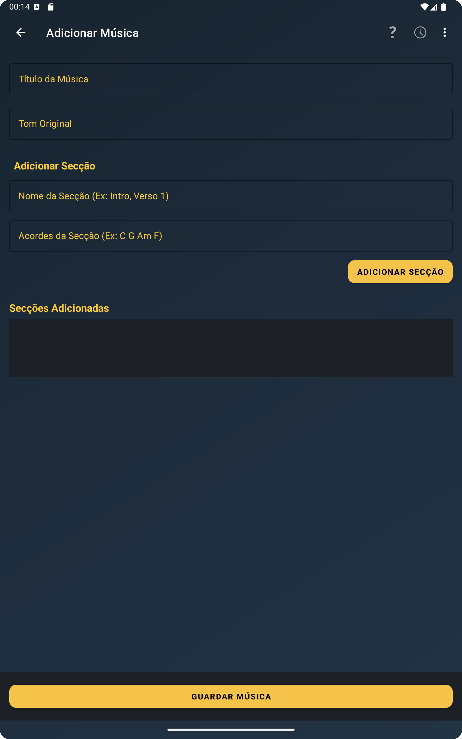 Editor de m&uacute;sica por sec&ccedil;&otilde;es