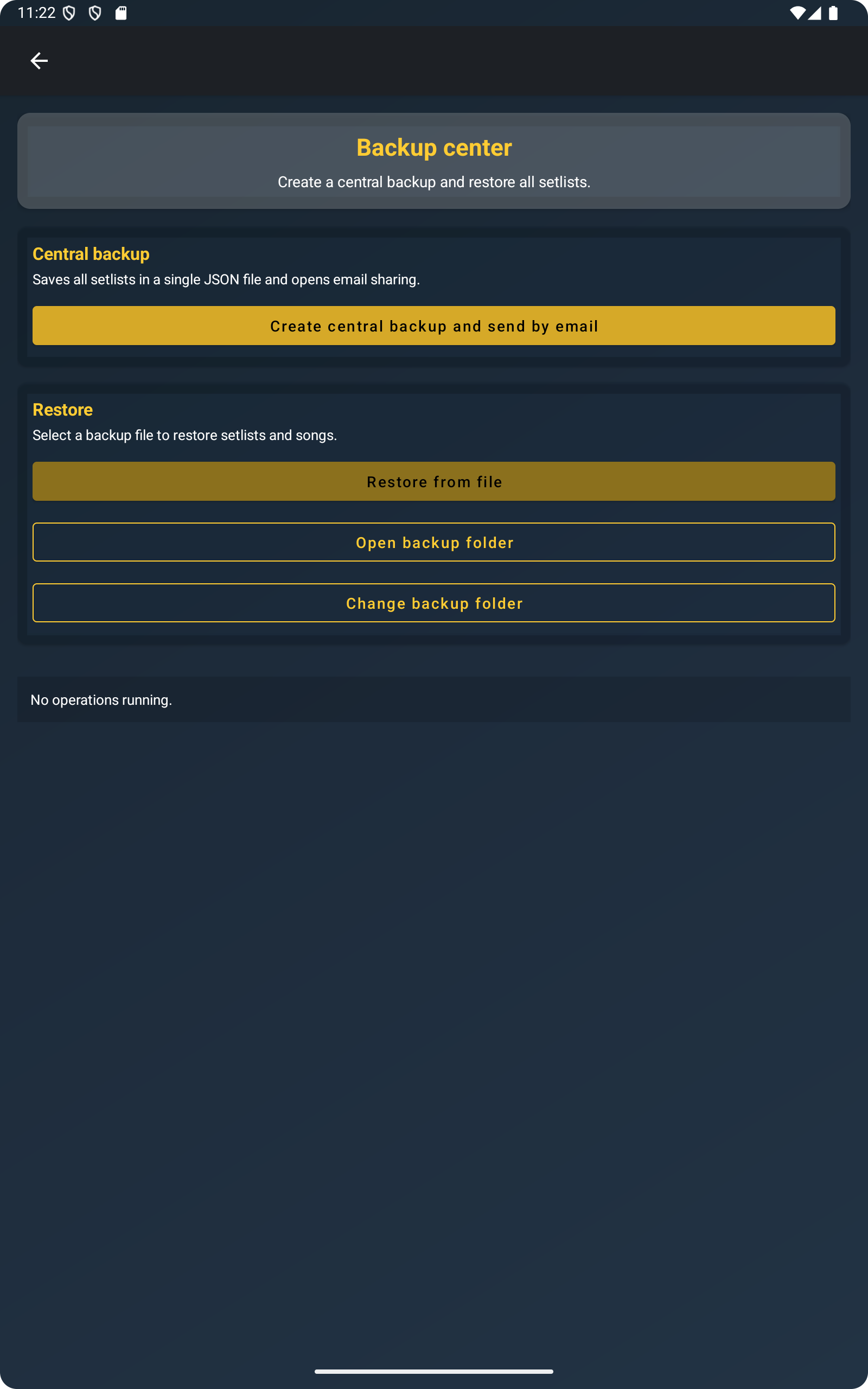 ChordFlow backup screen