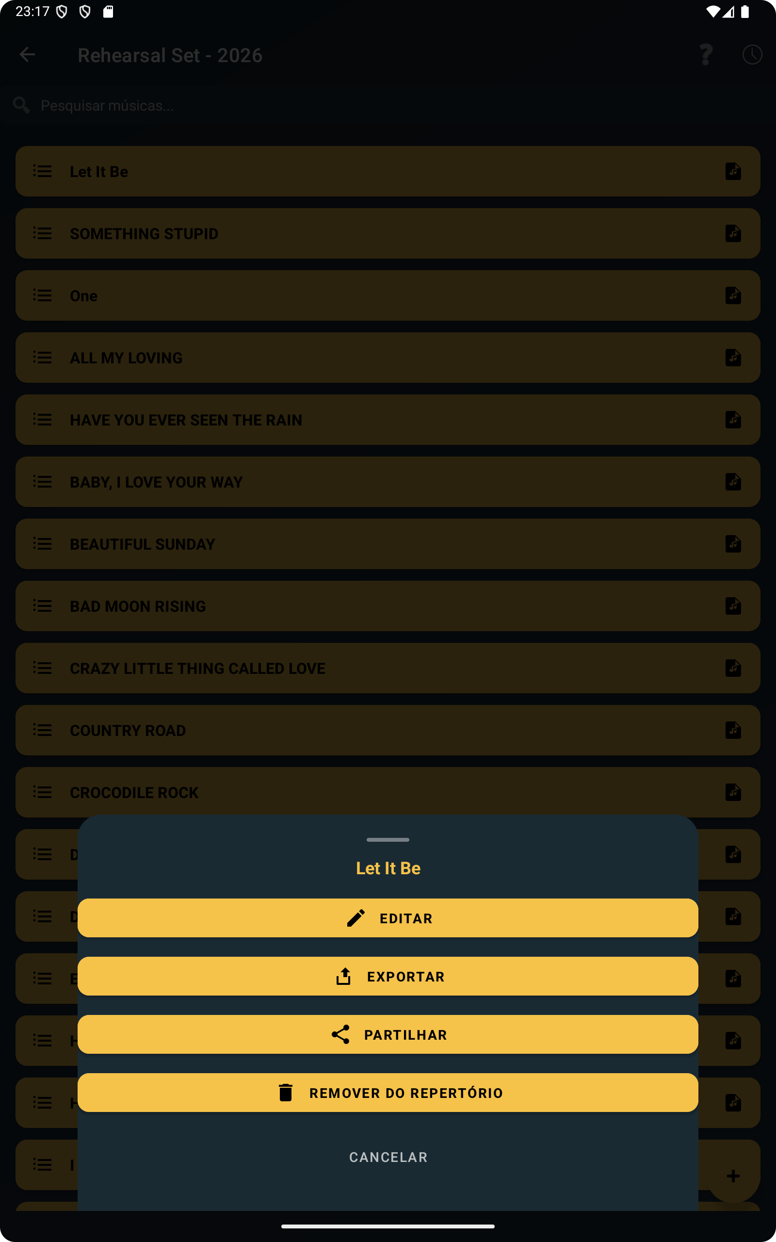 Exportar uma &uacute;nica m&uacute;sica no ChordFlow