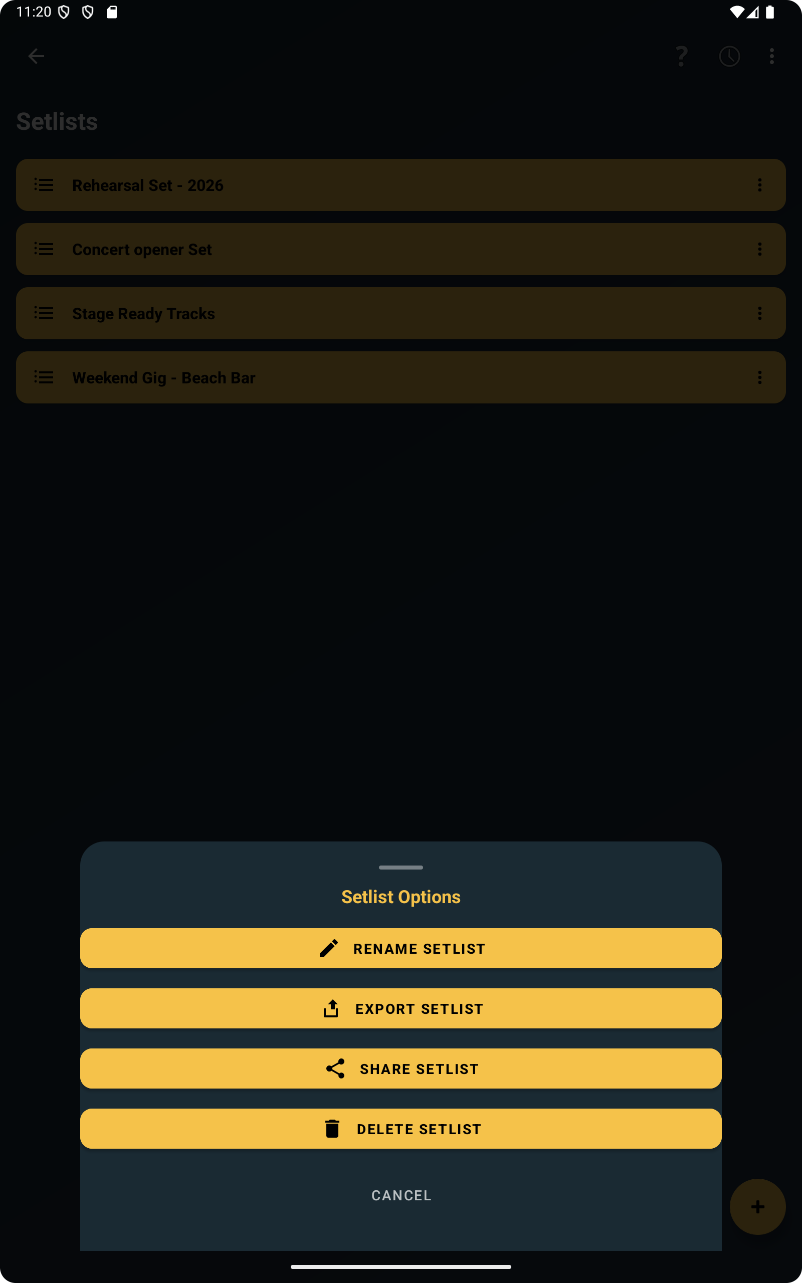Exporting a full setlist in ChordFlow