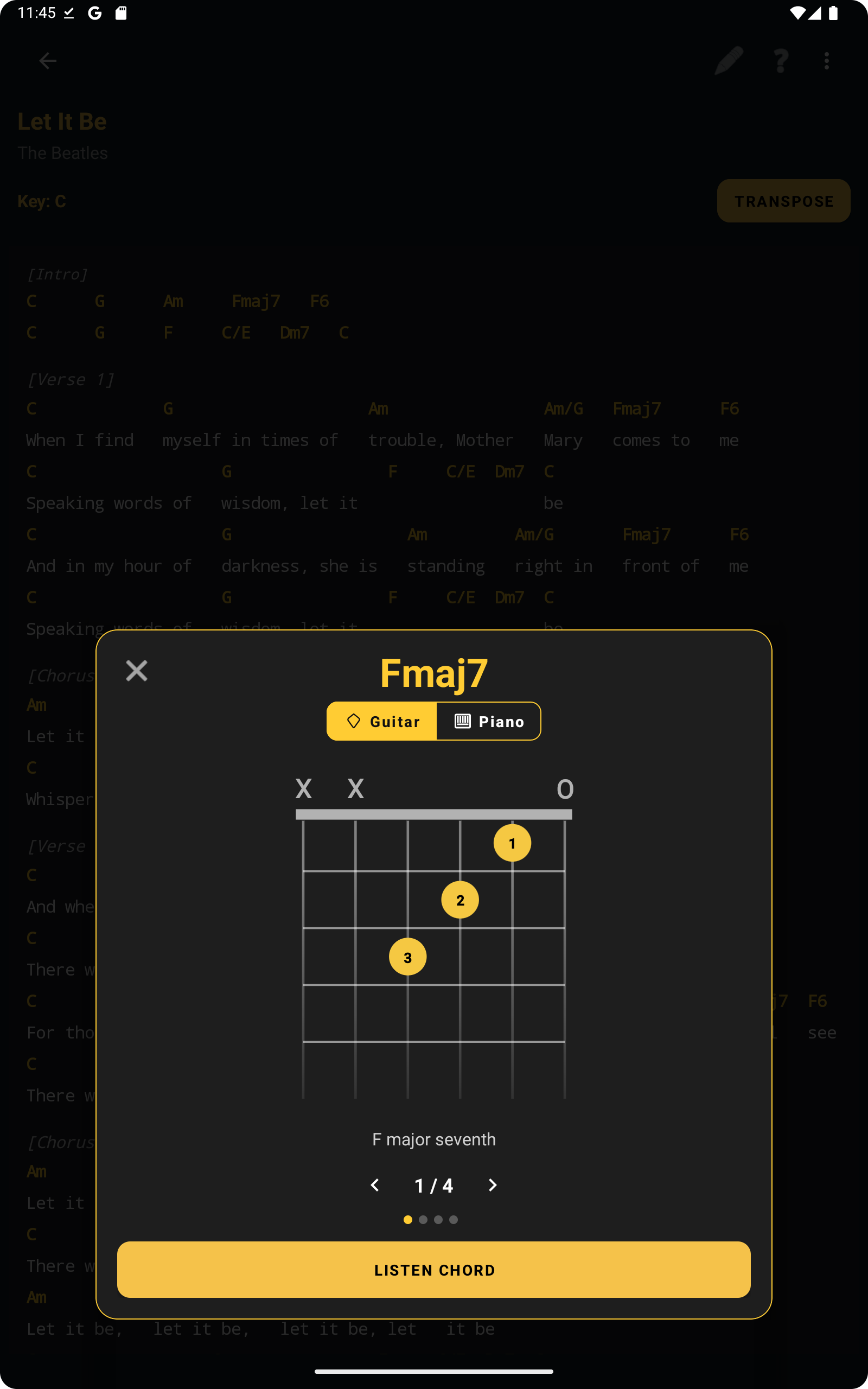 ChordFlow guitar chord view