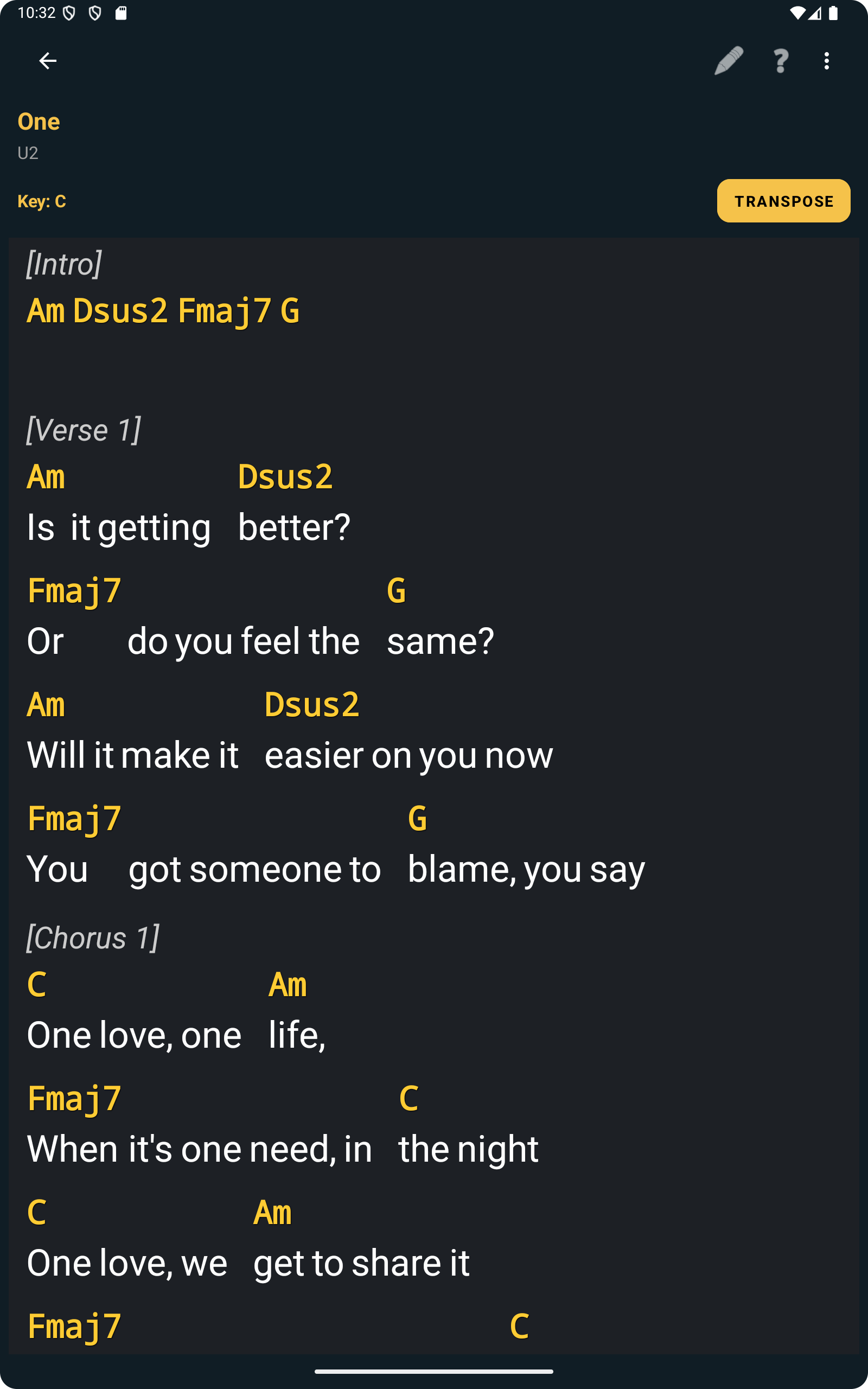 Responsive view for lyrics with chords in ChordFlow