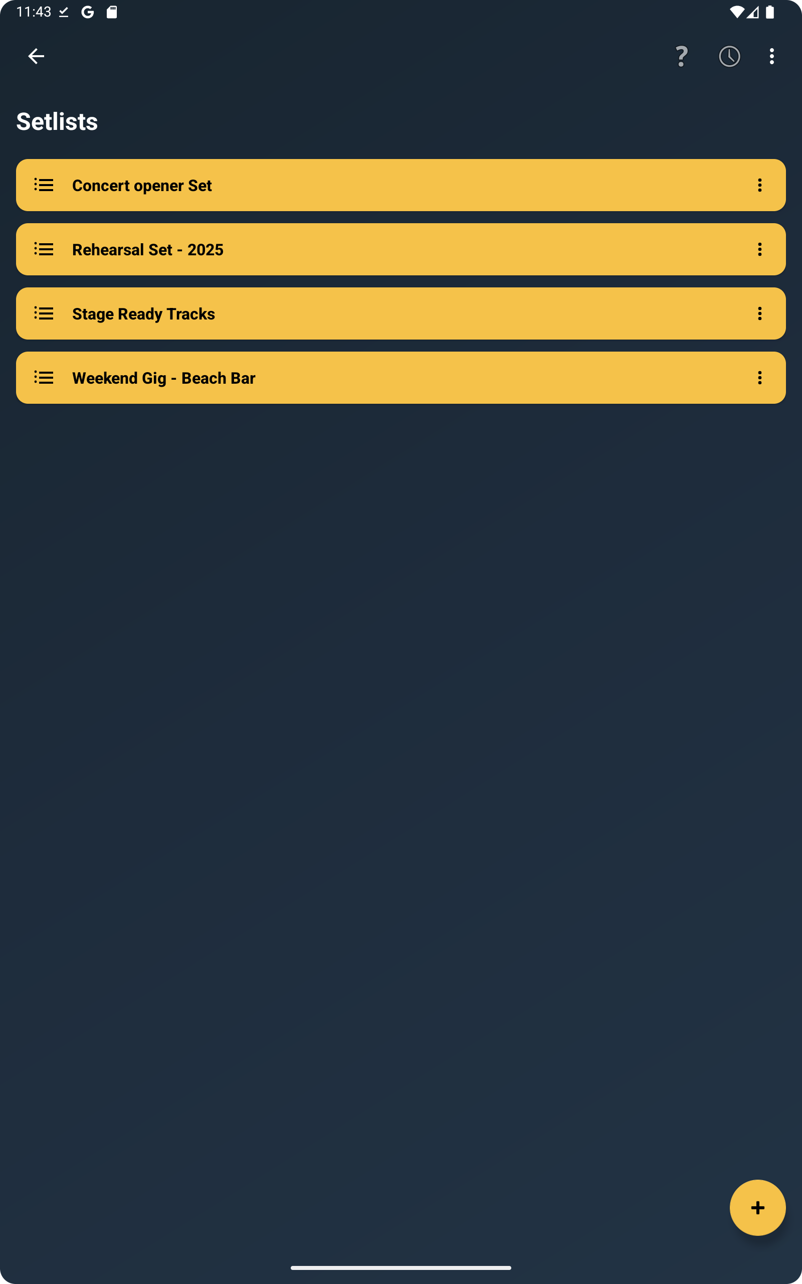 ChordFlow setlist screen
