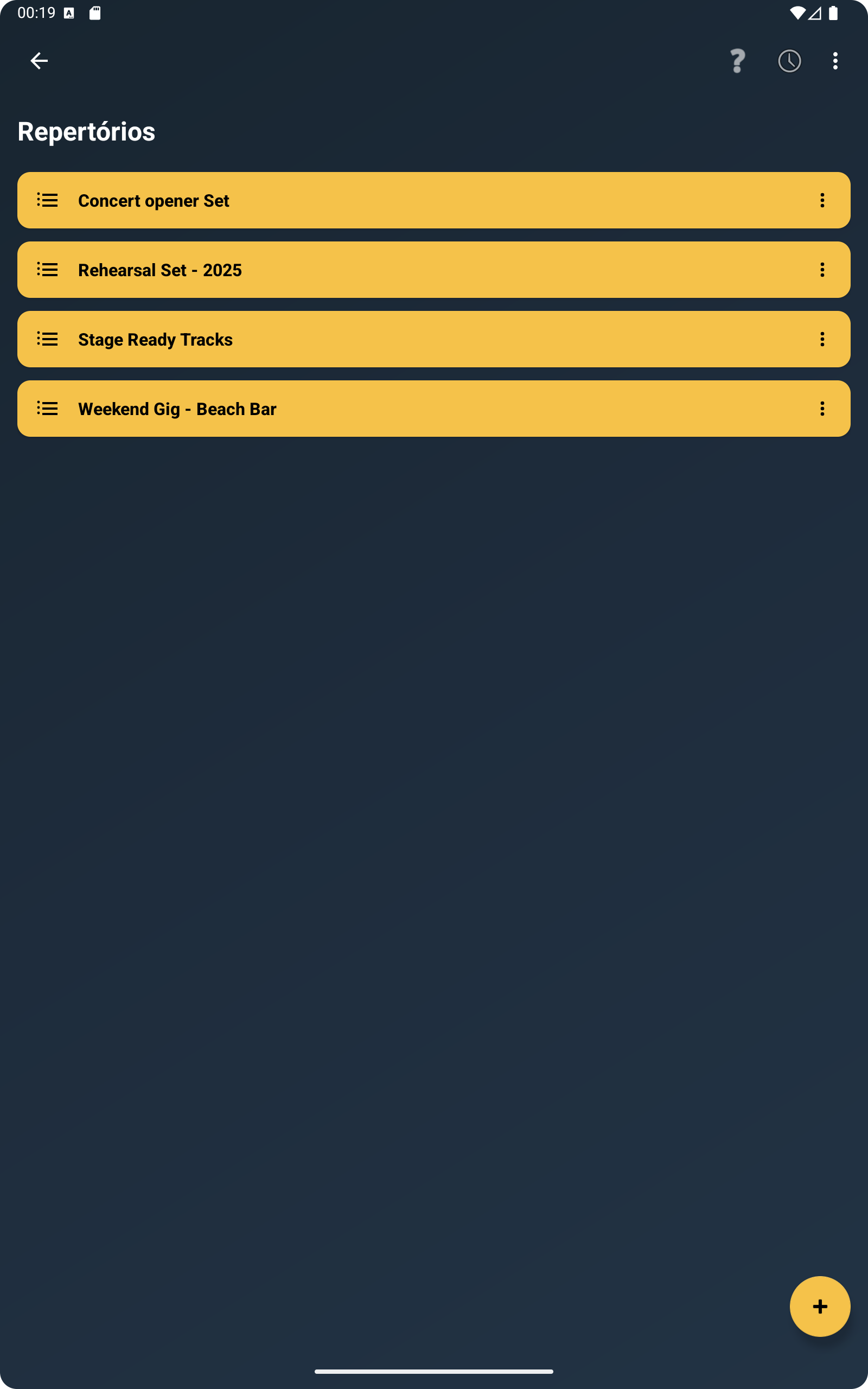 Ecr&atilde; de repert&oacute;rios no ChordFlow